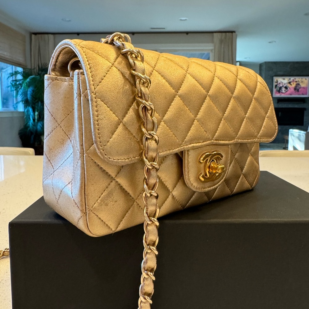 Chanel Classic Mini iridescent Gold with gold hardware - Picture 6 of 9